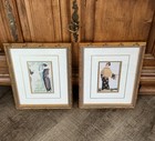 The Bombay Company Vintage 1920s Art Deco French Fashion Framed Prints Pair