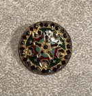 Victorian Openwork Enamel Metal Antique Button W steel Facet Border 1-1 4   