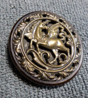 Large Vintage Antique Metal Filigree Picture Button Pegasus