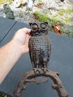Antique Cast Iron Owl Fireplace Andirons