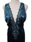 Vintage Victorias Secret Gold Label Green Open Back Slip Dress Beaded Gown Small