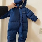 Columbia Baby Down Snowsuit Bunting One-piece Hooded Blue 3   6m