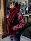 Red Women Winter Scarf Warm Thick Shawl Solid Pashmina Long Tassel Hijab