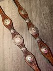 Used Custom Fleming Sterling Silver Concho Headstall Horse Tack Bridle Crystals