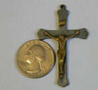 Religious Crucifix Rosary Pendant Medal Silver Gold Tone