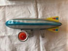 Vintage Schylling Wind Up Tin Toy Zeppelin Rocket Airship  Original Box