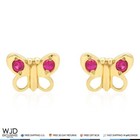 14k Yellow Gold Simulated Ruby Butterfly Baby Screw Back Stud Kid Earrings
