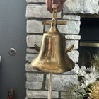 Vintage Solid Brass Ship Bell Anchor Wall Door Hanging Mount Nautical Boating
