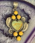 Sterling Silver Southwestern Turquoise   Bumblebee Jasper Heart Pendant