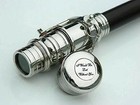 Vintage Nautical Telescope Wooden Walking Black Stick Cane Brass Spy Handle
