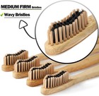 Bamboo Toothbrushes 10 Pack Biodegradable Soft Medium Charcoal Bristles