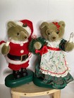 1996 Avon Animated Christmas Teddy Bears Mr Mrs Claus Musical Set Of 2 As Is