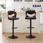 Set Of 2 Bar Stools Swivel Adjustable Bar Leather Kitchen Counter Height Chair