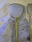 Vintage 3 Piece Dresser Vanity Set Gold Tone Hand Mirror Brush Comb