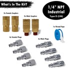 Jaco Industrial Quick Connect Air Hose Fittings   Plug   Coupler Kit - 1 4  Npt