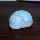 2  Opal Opalite Cat Statue Hand-carved Healing Stone Gemstone Kitten Figurine
