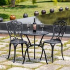 Outdoor 3 Piece Cast Aluminum Bistro Set Table And Chairs For Patio Yard