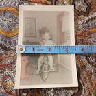 Vtg 1960s Color Snapshot Photo Child Riding Tricycle Living Room