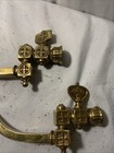 Antique Pair Brass Gas Wall Light Lamp Swivel Sconces Old Victorian Vintage
