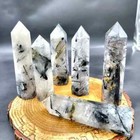 Natural Black Tourmaline Quartz Tower Point Wand Obelisk Healing Stone Mineral