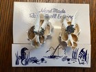 Vintage Hand Made Rare Shell Souvenir Clip Earrings Set In The Original Box