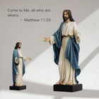 12 Inch Jesus Statue With Open Arms  Hand Painted Jesus Christ Figurine In Blue