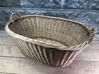 Oval Wicker Basket  Vintage German Woven Rattan Basket  Storage Organizer A11 