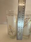 Vtg 1960   s Libbey Frosted Glass Gold Foliage Leaf 6-1 4 In Set Of 4 Tumblers