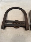 Antique Vintage Horseshoe U Shaped Metal Barn Door Rollers Hangers Pair Set Mint