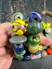 28    Nepal Mixed Glass Beads Strand     Colorful Large Trade Beads     Green Blue Ye