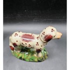 Antique Staffordshire Style Porcelain Spotted Dog Figurine Brown Cream Glazed 5 