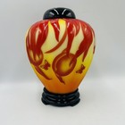 Fenton Sand Carved Kelsey Murphy Ginger Jar Just Ripe 48 350 Glow Peach Buttefly