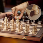 Large Vintage Wooden Chess Set Wood Board Hand Carved Crafted Folding Game 14 