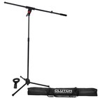 Microphone Stand Dual Mic Clip Boom Arm Foldable Tripod Clutch W Xlr Cable