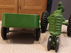 Vintage Mm Minneapolis-moline Darker Green Tractor   Cart Lansing Iowa Slik Toy