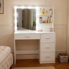 Makeup Vanity Desk With Mirror And 3-color Lights 4 Drawers power Outlet For Men