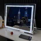 Crystal Led Vanity Makeup Mirror 3 Color Modes 5x Magnifier Usb Type-c Tabletop