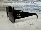 Chanel Square Woman Sunglasses Gold Cc Logo Black Frames Free Shipping 