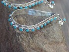 Native American Sterling Silver   Turquoise Post Dangle Earrings - Quam