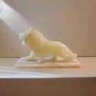 Vintage Carved Pistachio Onyx Roaring Lion 