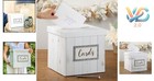 Rustic Wood Wedding Card Box With Flip Top And Polka Dot Design
