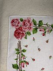 Vintage Floral Handkerchief Hanky Hankie Pink Green   White 12  X 11 5 