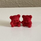 Lot Of 10 Vtg Mini Flocked Bears Taiwan Fuzzy Miniature Teddy 1  Red Green Panda