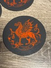 Vintage Welsh Slate Coasters 5 Pc Dragon 3  Coaster Set Black Red Cymru Box G12