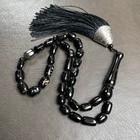 Black Amber Misbaha Islamic Prayer Beads 7x10 5mm 17 2