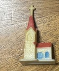 Vintage Miniature Hard Plastic Church Cake Topper Steeple 1 3 4    Dollhouse