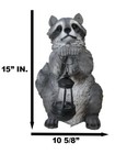 North American Raccoon Statue Holding Solar Powered Lantern Led Light Patio D   