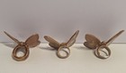 3 Vintage Brown Butterfly Ceramic Macrame Beads 70s W Orange Green Yellow Lot