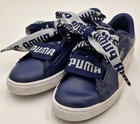 Puma Shoes Women s 7 5 Us Basket Heart De Blue white Leather Sneakers 364082 02