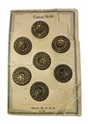 7 Vtg 5 8  Buttons Sunburst Shank W Orig Card Made Usa Gold Tone Metal Geometric